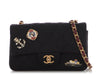 Chanel Mini Dark Navy Quilted Felt Paris-Hamburg Charms Rectangular Flap
