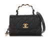Chanel Mini Black Quilted Calfskin Top Handle Flap
