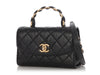 Chanel Mini Black Quilted Calfskin Top Handle Flap