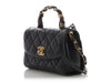 Chanel Mini Black Quilted Calfskin Top Handle Flap