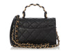Chanel Mini Black Quilted Calfskin Top Handle Flap