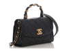 Chanel Mini Black Quilted Calfskin Top Handle Flap