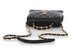 Chanel Mini Black Quilted Calfskin Top Handle Flap