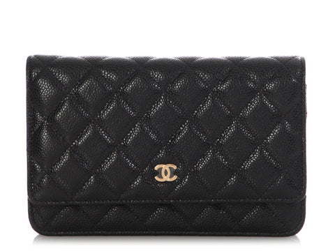 Chanel Black Quilted Caviar Wallet on Chain WOC