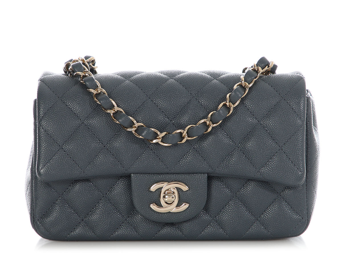 Chanel Mini Dark Gray Quilted Caviar Classic
