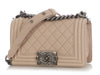 Chanel Small Beige Quilted Caviar Boy Bag