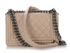 Chanel Small Beige Quilted Caviar Boy Bag