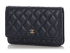 Chanel Dark Blue Quilted Caviar Wallet on Chain
