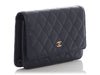 Chanel Dark Blue Quilted Caviar Wallet on Chain