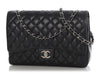 Chanel Maxi Black Quilted Caviar Classic Double Flap