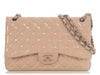 Chanel Jumbo Beige Quilted Patent Classic Double Flap
