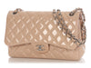 Chanel Jumbo Beige Quilted Patent Classic Double Flap