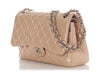 Chanel Jumbo Beige Quilted Patent Classic Double Flap