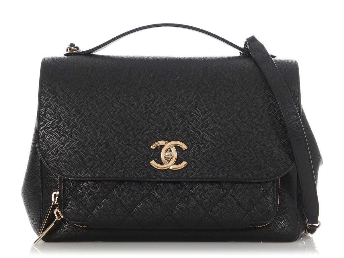 Chanel Large Black Part-Quilted Caviar Business Affinity Flap