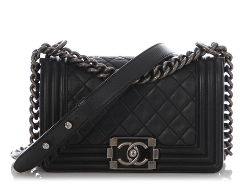 Chanel Small Black Quilted Lambskin Boy Bag