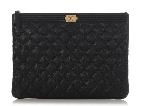 Chanel Medium Black Caviar Boy O Case