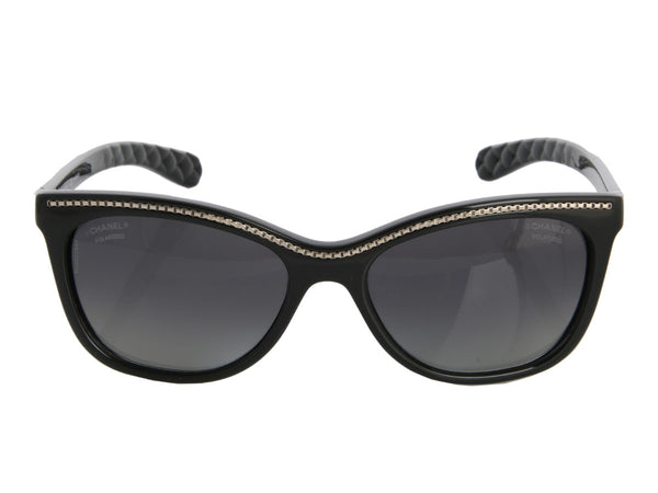 Chanel Black Polarized Chain Sunglasses display picture 1