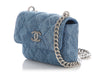 Chanel Mini Camellia Denim Sweetheart Clutch with Chain