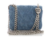 Chanel Mini Camellia Denim Sweetheart Clutch with Chain