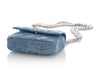 Chanel Mini Camellia Denim Sweetheart Clutch with Chain