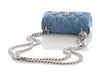 Chanel Mini Camellia Denim Sweetheart Clutch with Chain