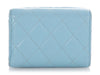 Chanel Blue Quilted Caviar Crystal Logo Compact Wallet
