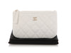 Chanel Small White Quilted Caviar Zipped Case