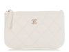 Chanel Small White Quilted Caviar Zipped Case