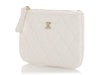 Chanel Small White Quilted Caviar Zipped Case