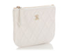 Chanel Small White Quilted Caviar Zipped Case