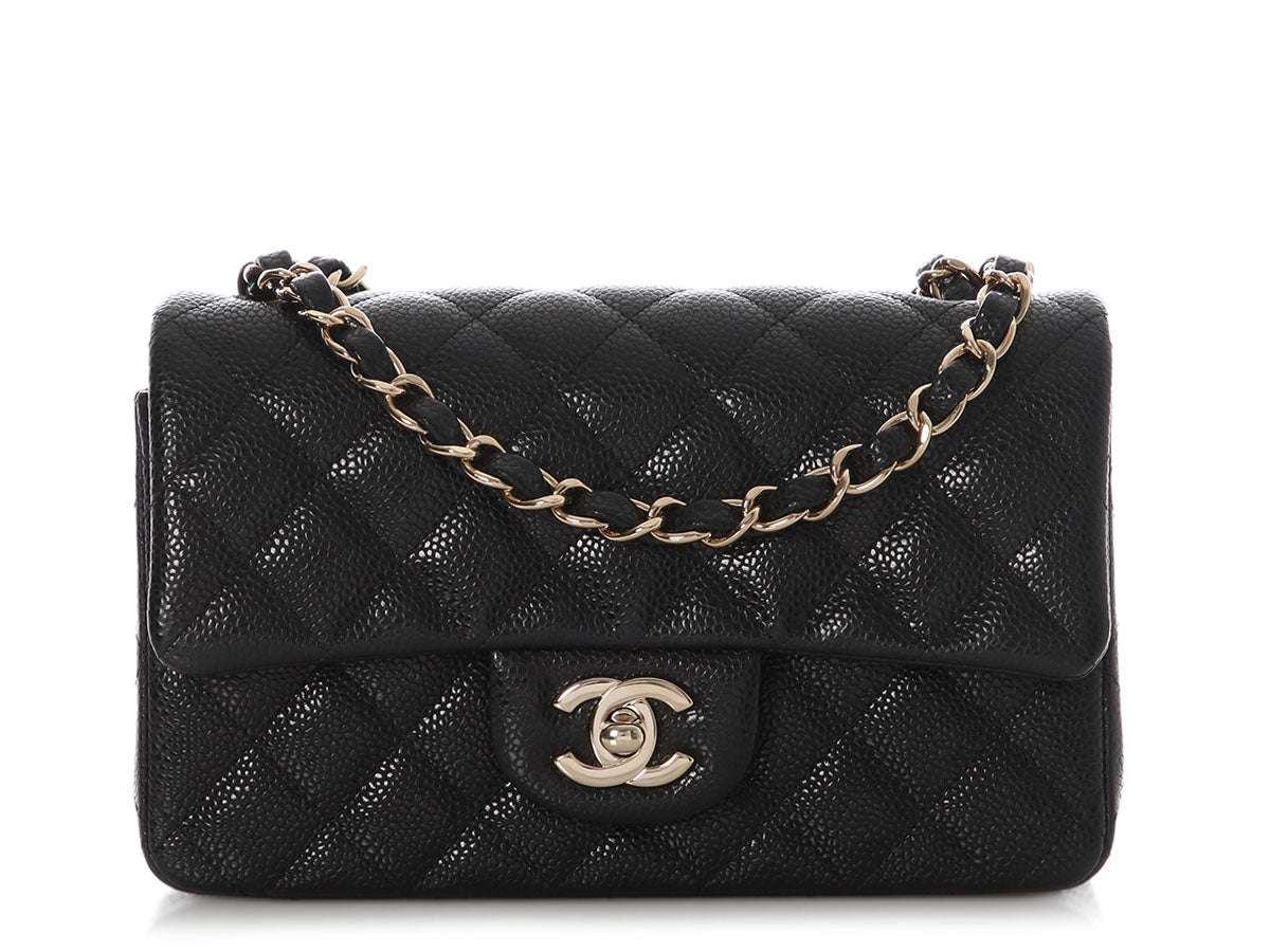 Chanel Mini Black Quilted Caviar Rectangular Classic