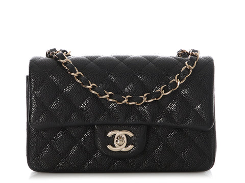 Chanel Mini Black Quilted Caviar Rectangular Classic
