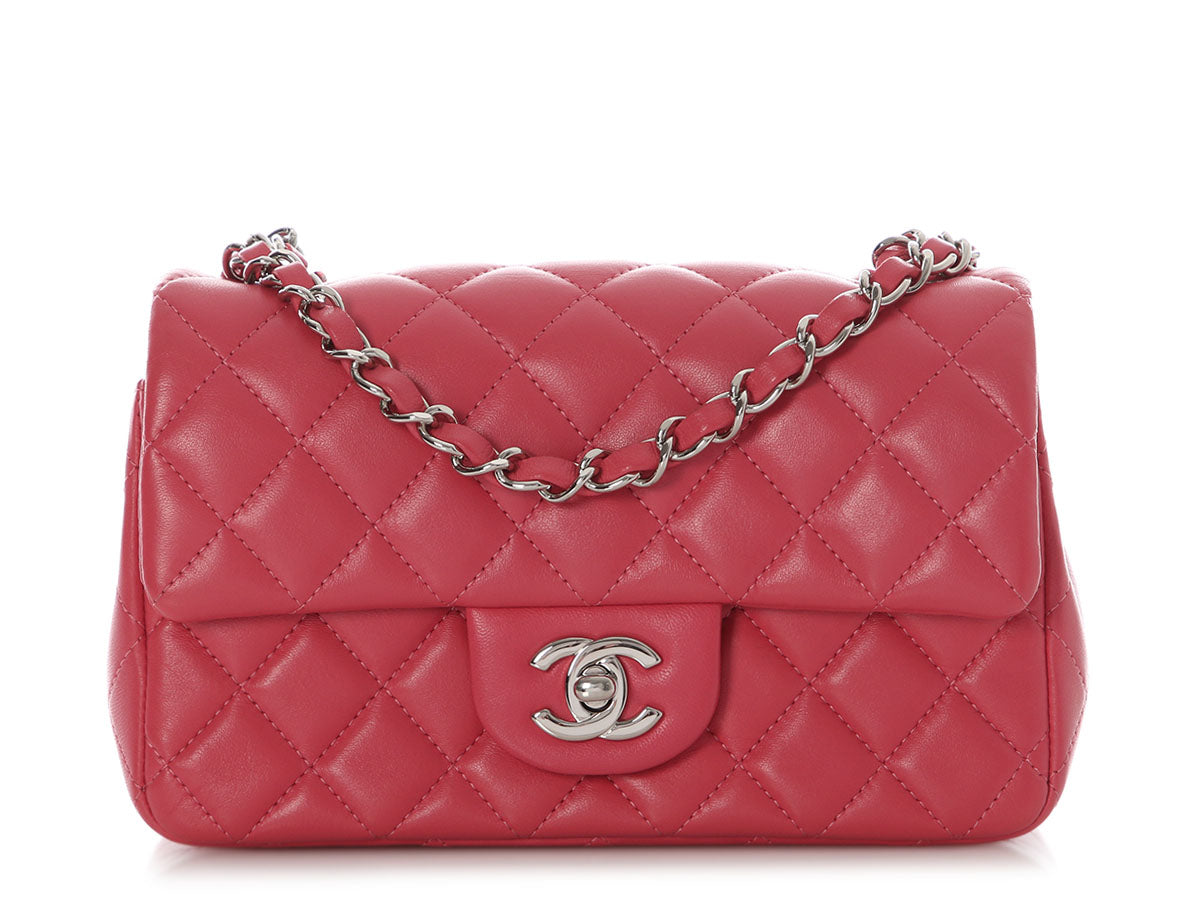 Chanel Mini Pink Quilted Lambskin Rectangular Classic
