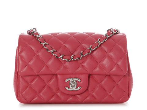 Chanel Mini Pink Quilted Lambskin Rectangular Classic