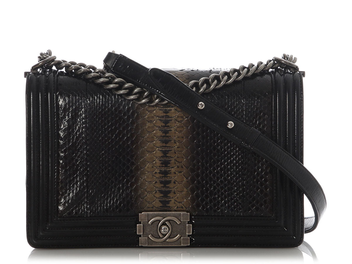 Chanel Large Black Ombre Python Boy Bag