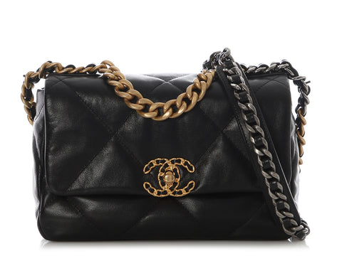 Chanel Small Black Quilted Calfskin 19 Flap