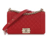 Chanel Old Medium Red Quilted Caviar Boy Bag