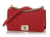 Chanel Old Medium Red Quilted Caviar Boy Bag