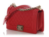 Chanel Old Medium Red Quilted Caviar Boy Bag
