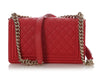 Chanel Old Medium Red Quilted Caviar Boy Bag