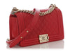 Chanel Old Medium Red Quilted Caviar Boy Bag