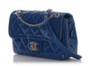 Chanel Small Blue Quilted Patent Coco Shine Flap