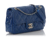 Chanel Small Blue Quilted Patent Coco Shine Flap