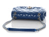 Chanel Small Blue Quilted Patent Coco Shine Flap