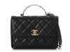 Chanel Small Black Quilted Lambskin Flap Bag with Top Handle