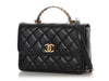 Chanel Small Black Quilted Lambskin Flap Bag with Top Handle
