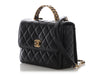 Chanel Small Black Quilted Lambskin Flap Bag with Top Handle
