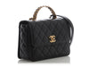 Chanel Small Black Quilted Lambskin Flap Bag with Top Handle