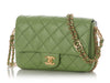 Chanel Small Green Quilted Lambskin Flap