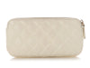 Chanel Small White Quilted Caviar Clutch with Chain